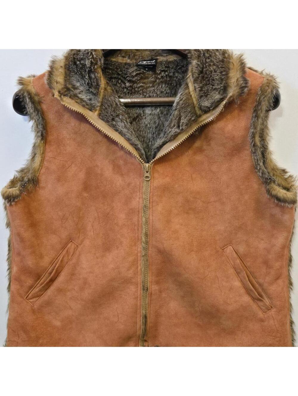 Cejon Faux Fur & Suede Zip-Up Vest